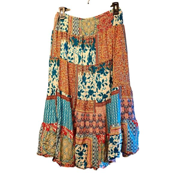 Calessa patchwork floral skirt knee length size xl - Picture 2 of 5